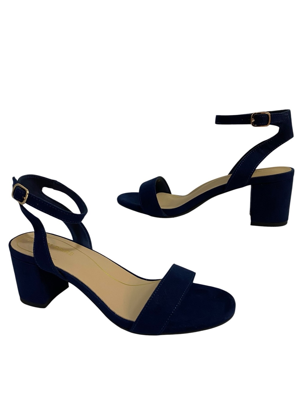 Dream Pairs Navy Suede Block Heel Ankle Strap Sandals